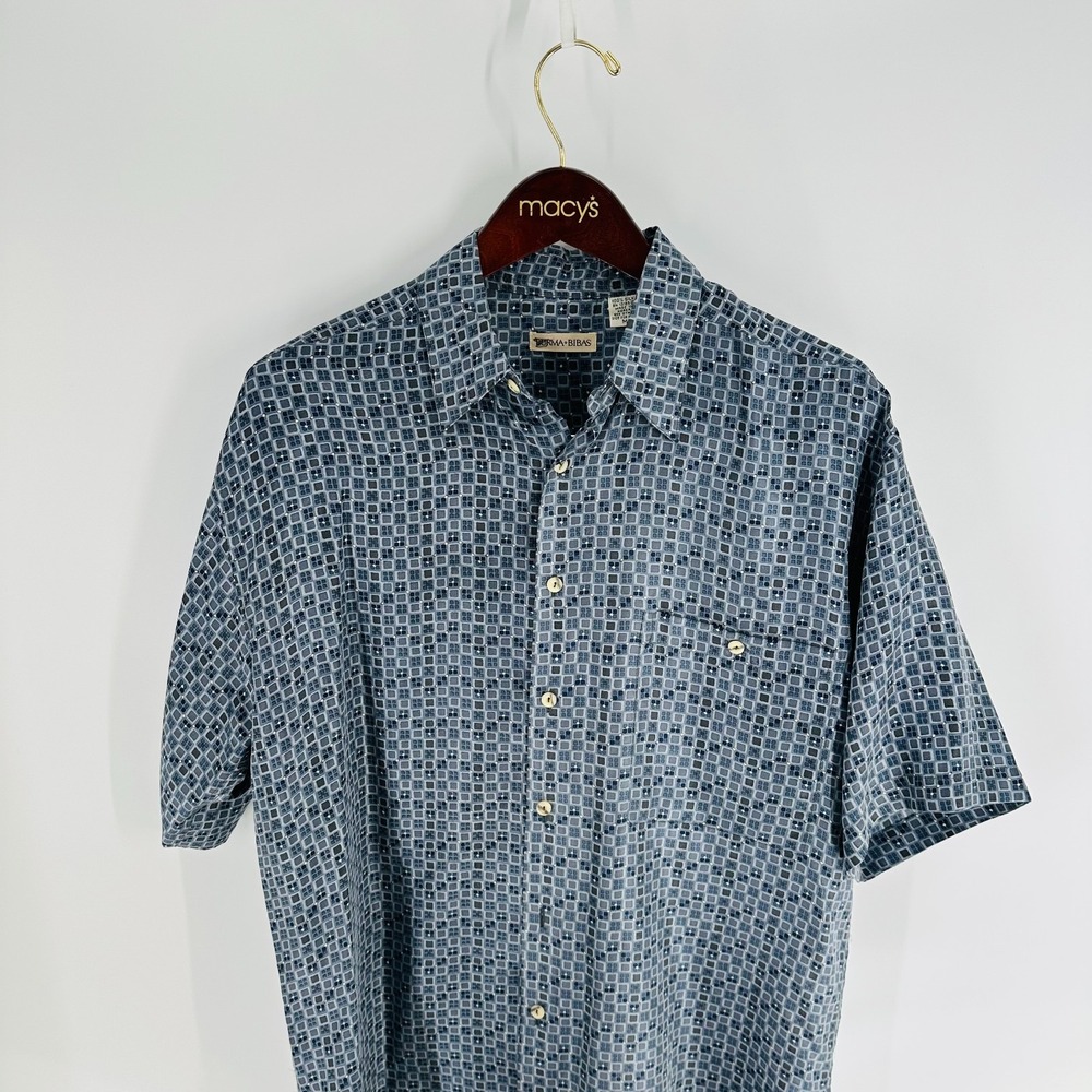 Burma Bibas Geometric Silk Hawaiin Camp Button-Up Shirt Multicolor Size M‎